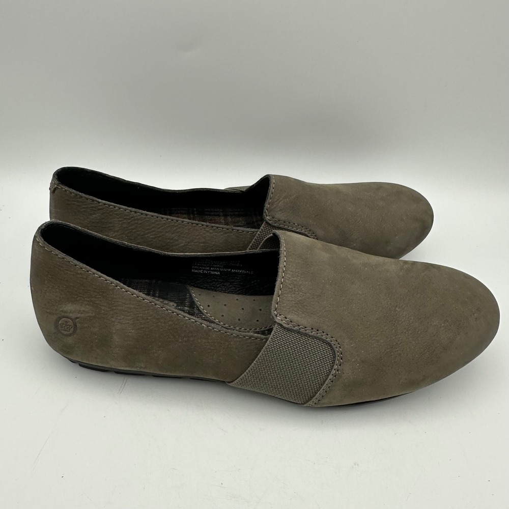 Born‎ Slip On Loafers Womens 9M Taupe Leather Fabric CQH18 F36742 Comfort Flats - Picture 3 of 8